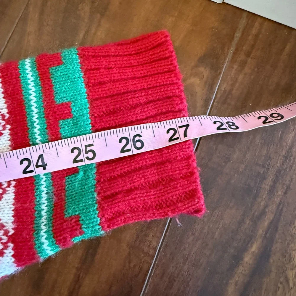 Ugly Christmas Sweater Santa Clause Cat Santa 3D Tartan Scarf Green Red Size L‎